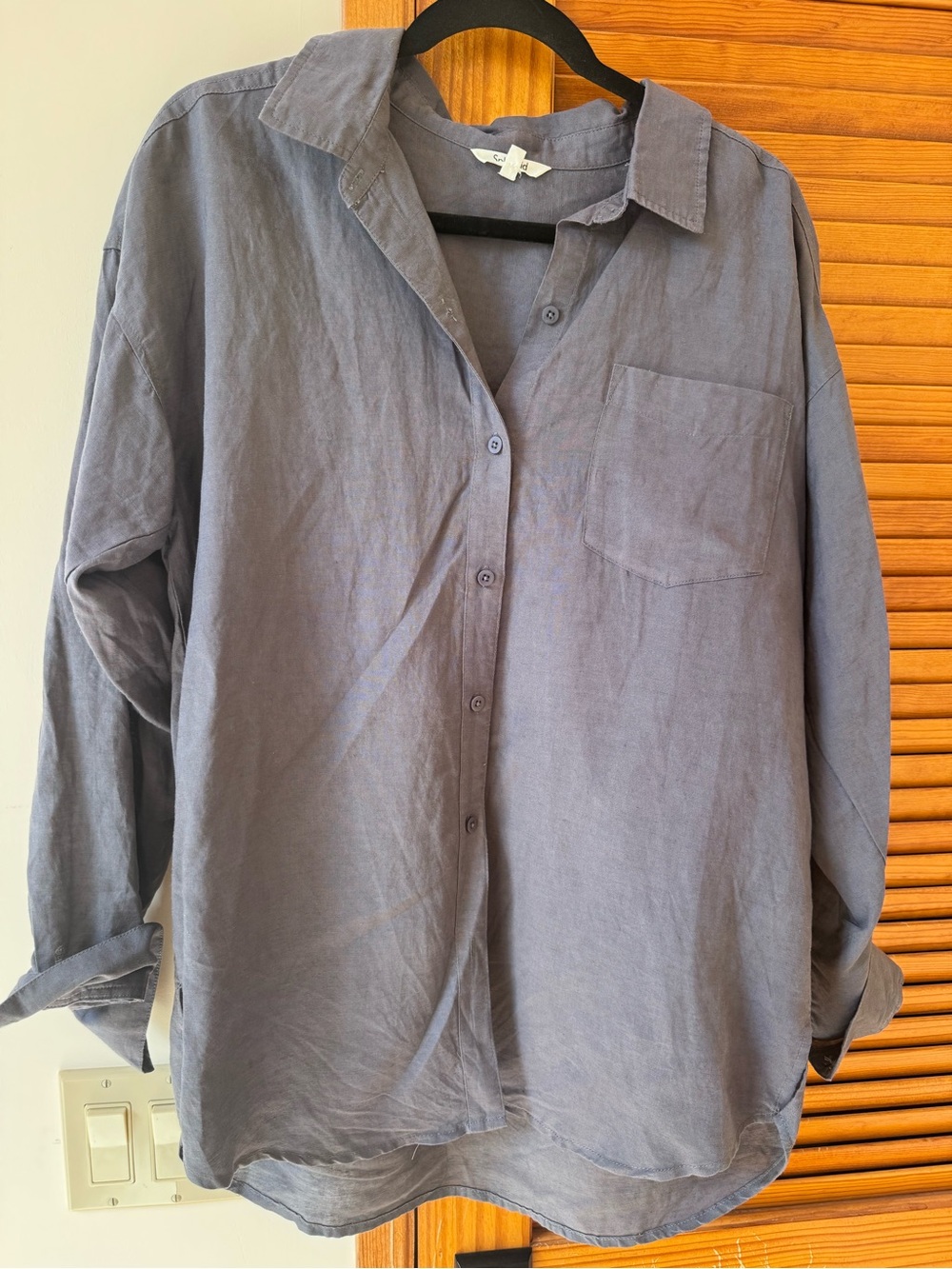 Splendid Women’s Casual linen blend Button-Down Shirt in Slate